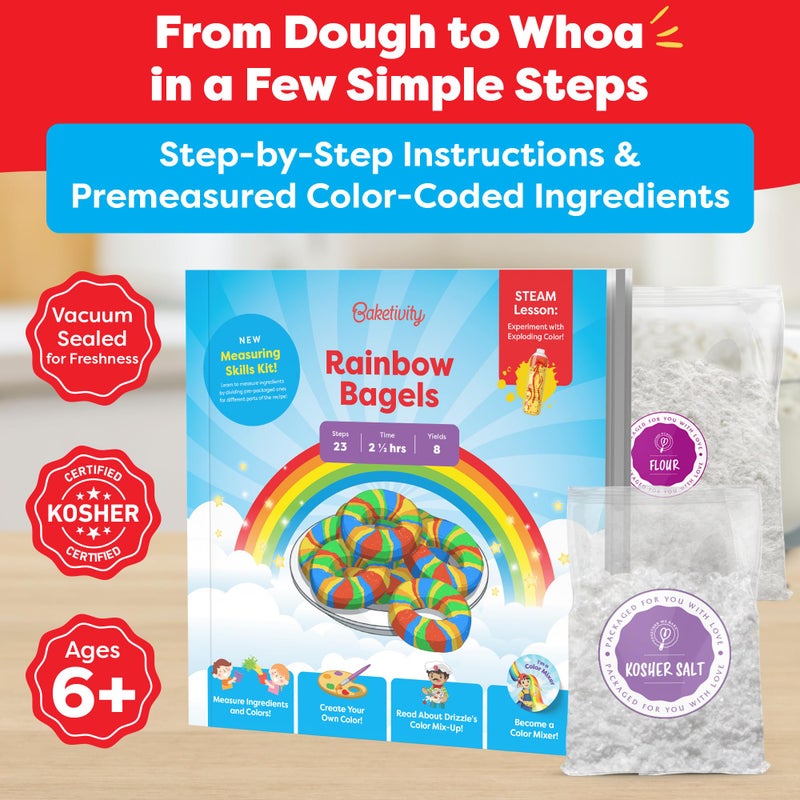 Baketivity Rainbow Bagel Kids Baking Kit - Baking Kits for Kids with Premeasured Ingredients  Step-By-Step Instructions  Video Guide  and STEM Lessons - Kids Cooking Kit for Ages 6-12+ - Image 3